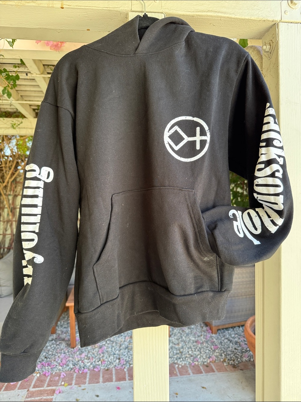 Diamond Cross Graphic Hoodie in Black & Lavender